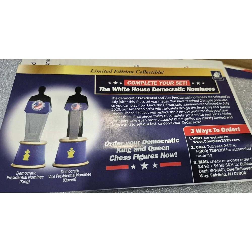 New BulbHead 2020 Battle For The White House Chess Set Democrat Ginsberg Obama